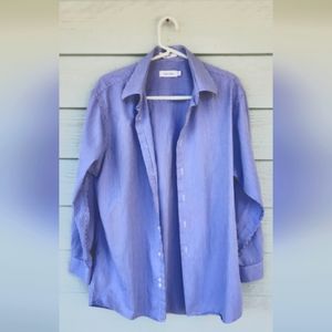 Calvin Klein Men's Blue Striped Dress Shirt